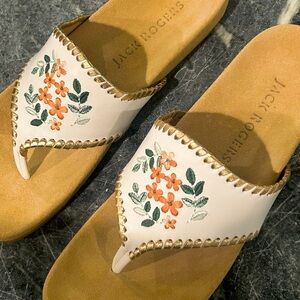 JACK ROGERS Orange Blossom Embroidered Jacks Comfort Sandal  9 / WHITE/PLATINUM